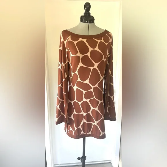 brown giraffe print dress Let It All Go Terracotta Bodycon Midi Dress
